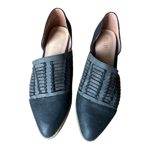 Mi.iM Womens Slate Gray Black Woven D’Orsay Slip On Leather Shoes Buckle, Size 7 - Picture 4 of 9